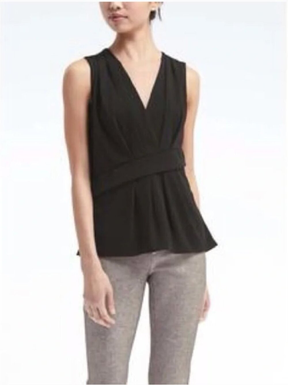 NWT Banana Republic Crossfront Draped Shell Blouse Black Size S 873923
